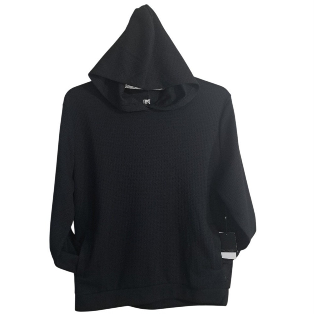 NWT FRYE Men's Donegal Hoodie Size‎ L Black Thermal Textured Pullover